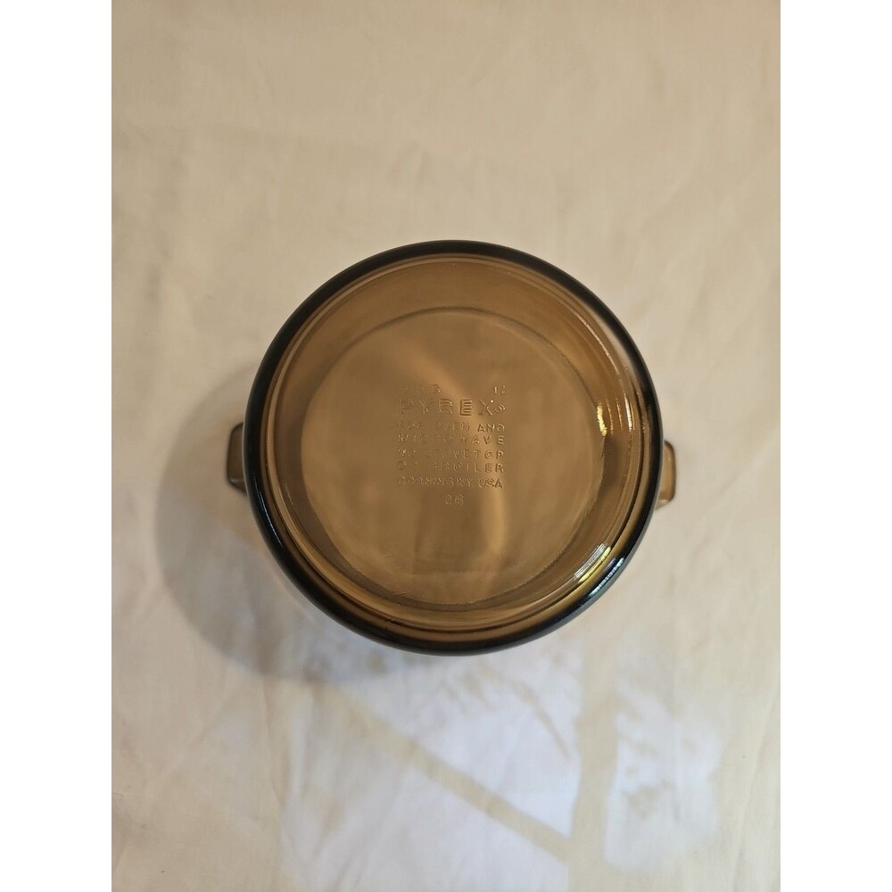 Vintage Pyrex Clear Amber # 473-B Glass Casserole Bowl 1 Liter - Picture 3 of 4